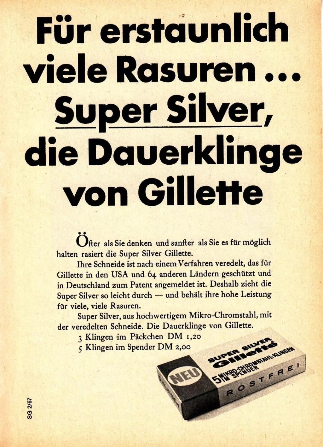 Gillette Super Silver Rasierklingen Platinum Plus (Packung à 5 Stück) NOS