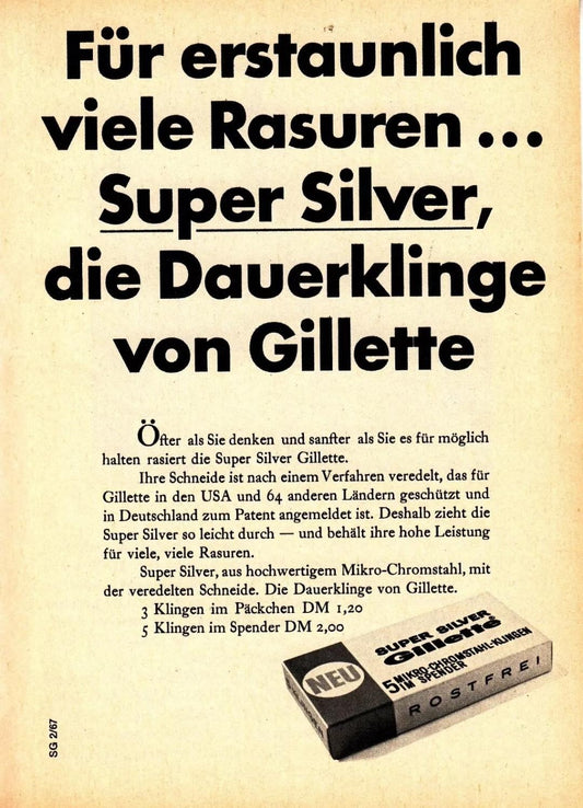 Gillette Super Silver Rasierklingen Platinum Plus (Packung à 5 Stück) NOS